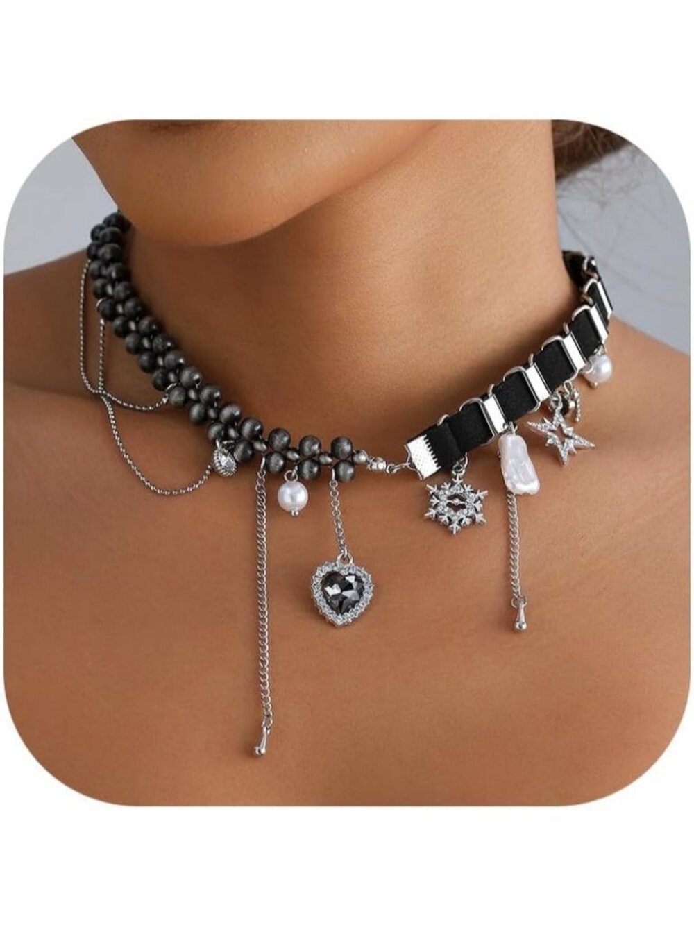 Women's Black Goth Vampire Dark Statement Spider Blood Drop Halloween Necklace